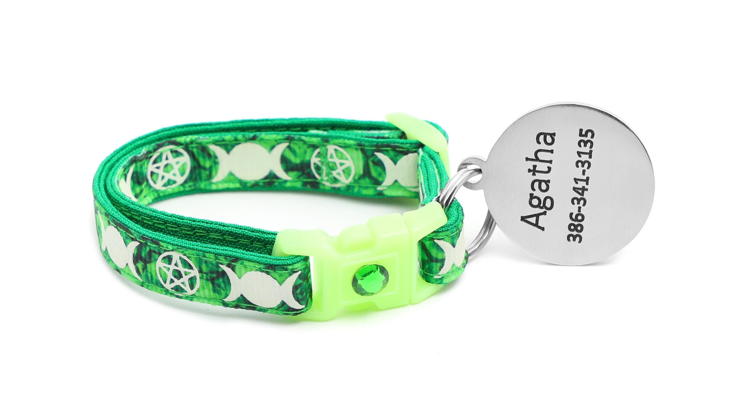 Witch's Familiar on Emerald Cat Collar-6